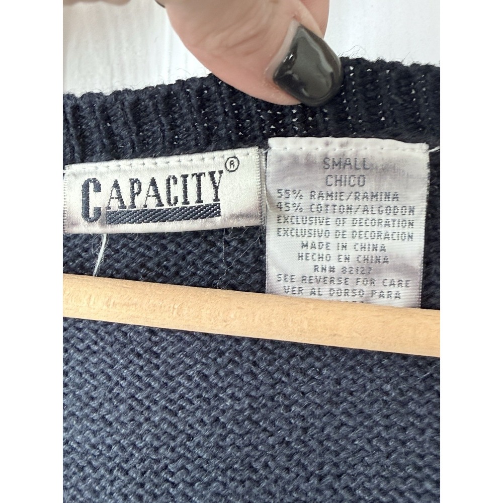 Vintage Capacity Women's Size Small Knit Sweater Vest Button Up Farm Sheep Fall - Picture 6 of 8